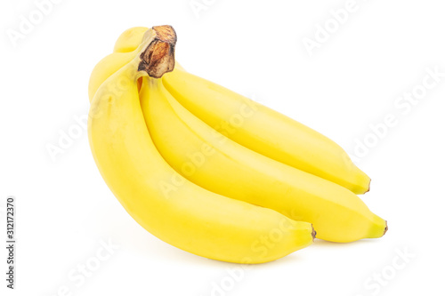 Bunch of ripe banana isolated on white background with clipping path
