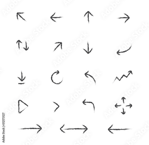 Set of arrows. Brush stroke arrow. Vector illustration.