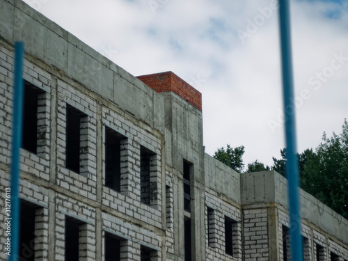 unfinished building in summer, Moscow.