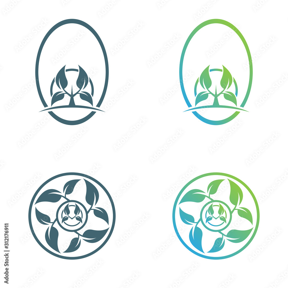 Abstract leaf logo vector symbol. Foliate symbol design.