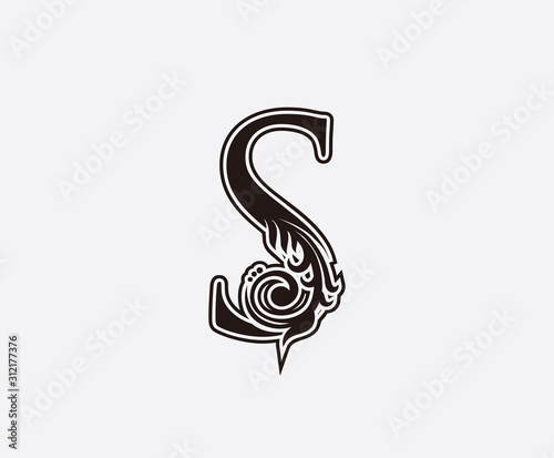 S Letter Vintage Logo Icon, Initial S Swirl Design.