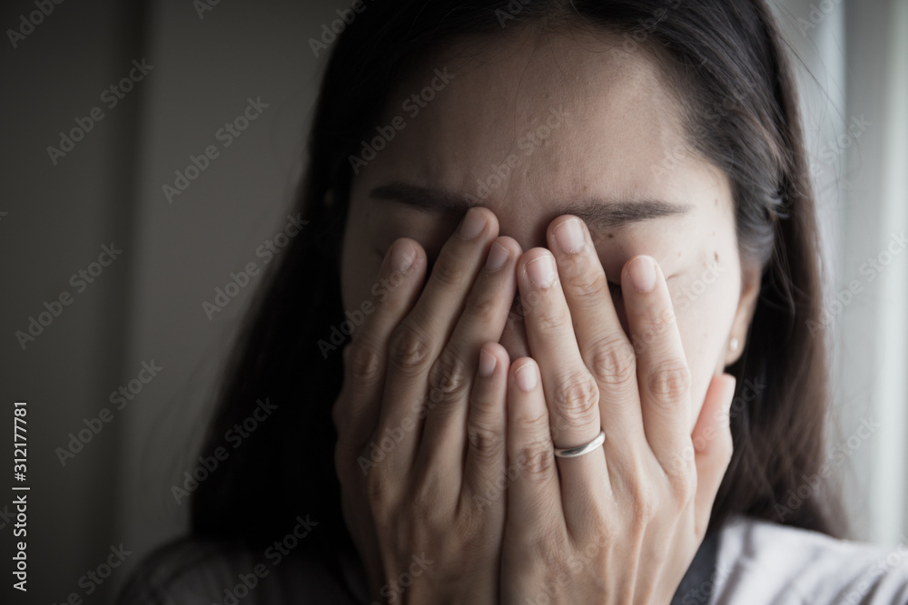 panic attacks alone young woman sad fear stressful depressed emotion.crying begging help.stop abusing domestic violence,person with health anxiety,people bad frustrated exhausted feeling down