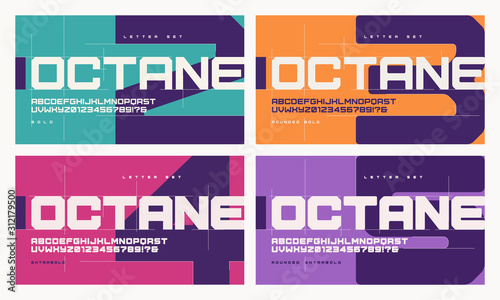 Vector sans serif urban geometric letter set, alphabet with different weights