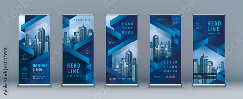 Business Roll Up Set. Standee Design. Banner Template, Abstract Geometric Triangle vector