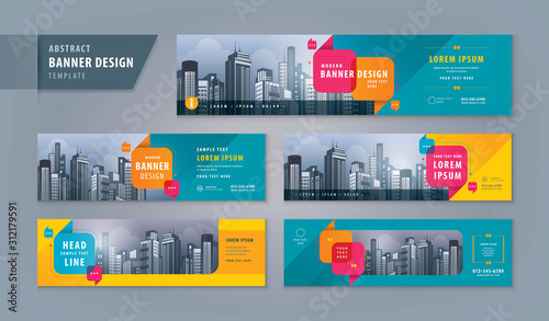 Abstract banner design web template Set, Horizontal header web banner. Modern cover header