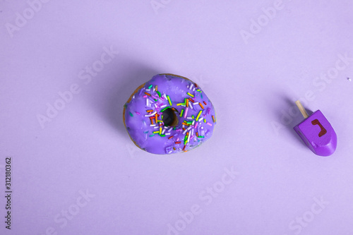 colorful doughnut purple background studio
