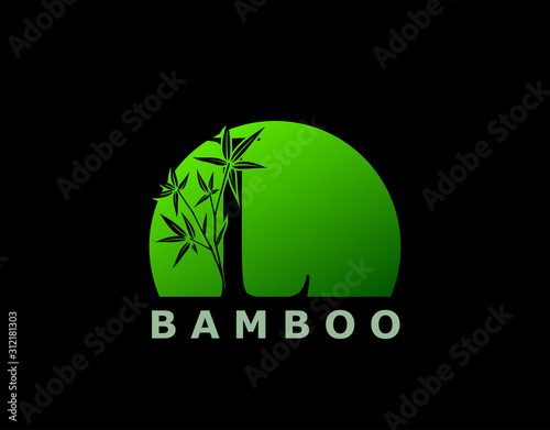L Letter Green Bamboo Tree Logo Icon, perfect for Hotel, Restaurant, Tour and Travel.