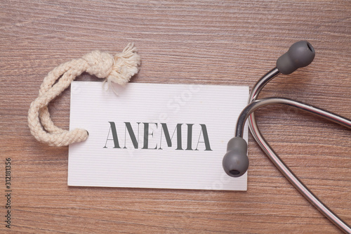 Fotografija Medical Concept : The words anemia written on price tag label with Stethoscope
