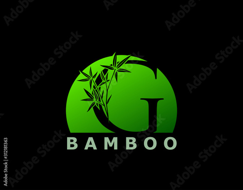 G Letter Green Bamboo Tree Logo Icon, perfect for Hotel, Restaurant, Tour and Travel.
