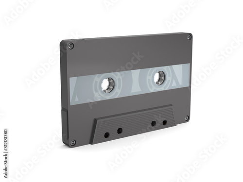 Outdated audio cassette for an analog tape recorder (3d illustration).