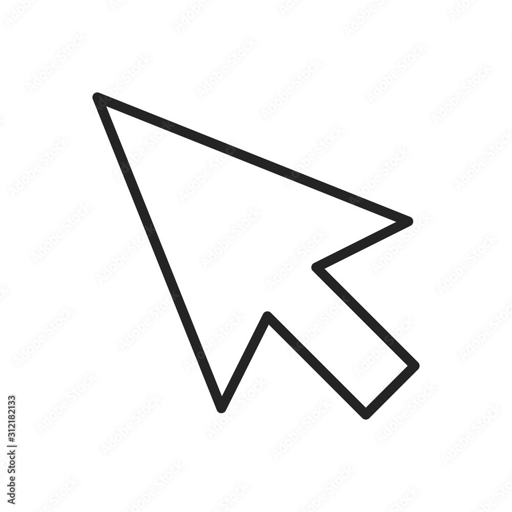 Cursor line icon vector isolated. White arrow showing direction Cursor line icon vector isolated. White arrow showing direction