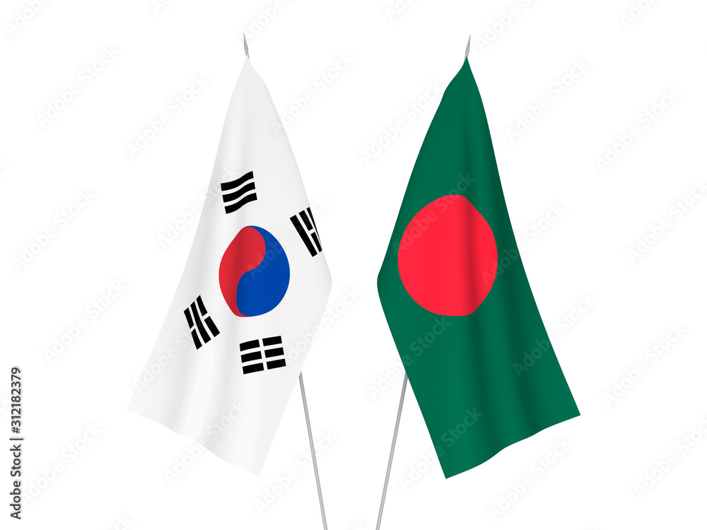 South Korea and Bangladesh flags South Korea and Bangladesh flags
