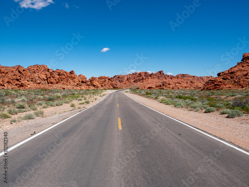 Canvas Print Road view Valley of Fire HIghway with desert scenery in Valley of FIre State Par