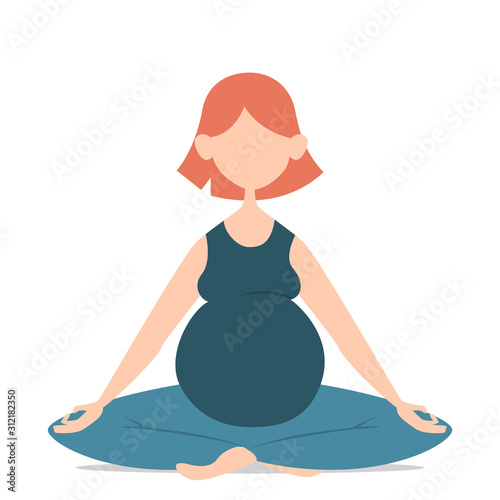 Beautiful woman sitting in lotus pose. Meditation and yoga