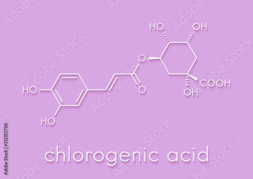 Chlorogenic acid herbal molecule. Skeletal formula. photo