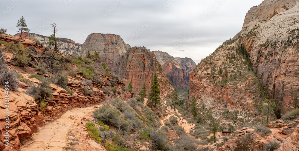 West Rim Trail to Angel's Landing Hike, Zion National Park, Utah, USA, spring