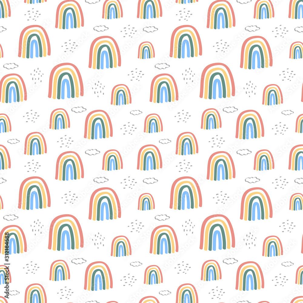 Seamless Pattern rainbow in the white backdrop Seamless Pattern rainbow in the white backdrop