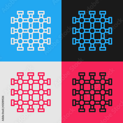 Color line Prison window icon isolated on color background. Vintage style drawing. Vector Illustration