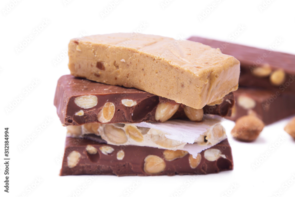 assortment of nougat, Christmas candy isolated assortment of nougat, Christmas candy isolated