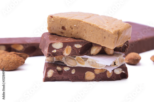 assortment of nougat, Christmas candy isolated