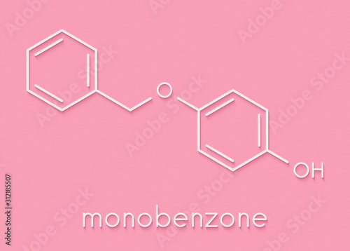 Monobenzone drug molecule. Skeletal formula. photo