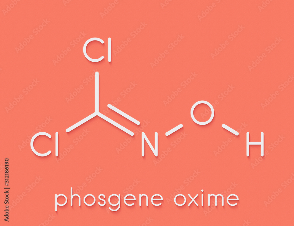Phosgene oxime chemical weapon molecule. Skeletal formula. Phosgene oxime chemical weapon molecule. Skeletal formula.
