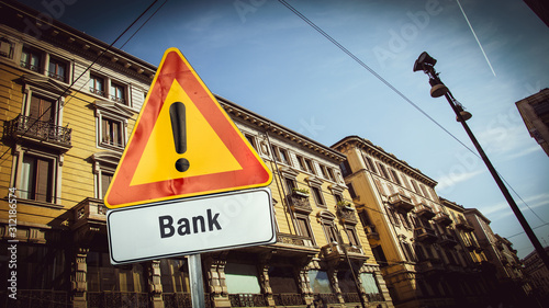 Obraz na plátně Street Sign to Bank