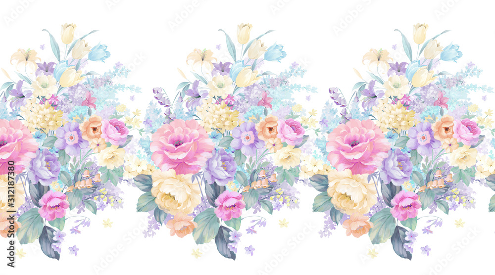 Watercolor flower, background pattern, wallpaper design