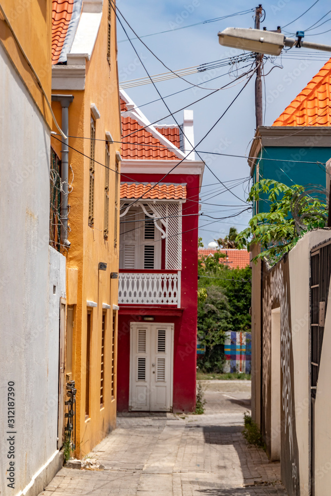 Alley with Colorful Houses At Curacao