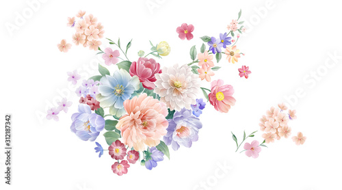 Fototapeta Naklejka Na Ścianę i Meble -  Watercolor flower, background pattern, wallpaper design