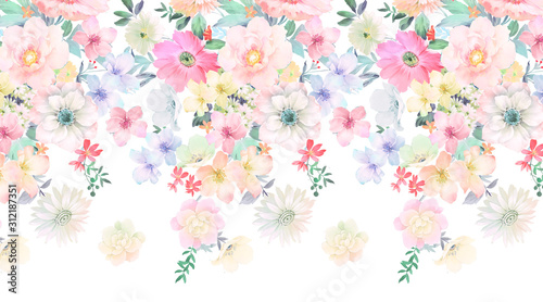 Fototapeta Naklejka Na Ścianę i Meble -  Watercolor flower, background pattern, wallpaper design