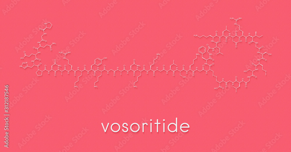Vosoritide achondroplasia drug molecule. Skeletal formula.