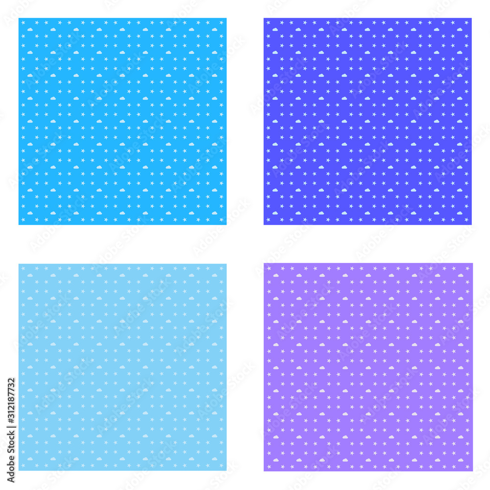 Difference colorful star and cloud on pattern background textures vector illustration graphic design modern style 
