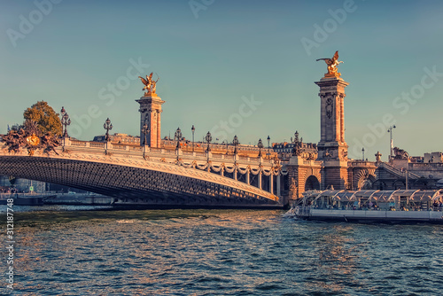 Alexandre III bridge in Paris at sunset