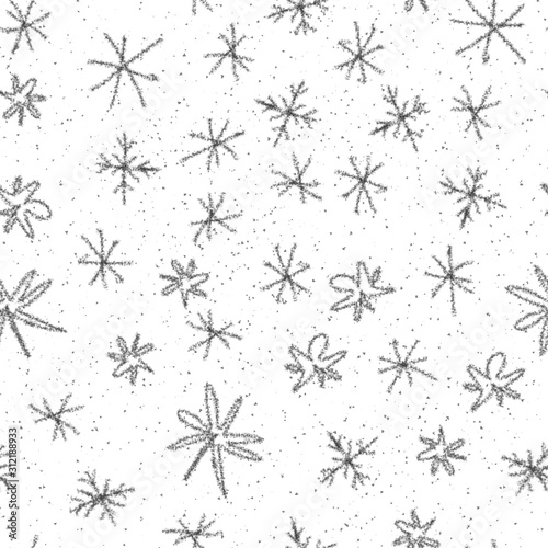 Hand Drawn grey Snowflakes Christmas Seamless Patt