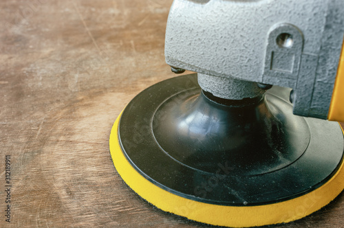 Obraz na płótnie Sander machine on wooden background. w salonie