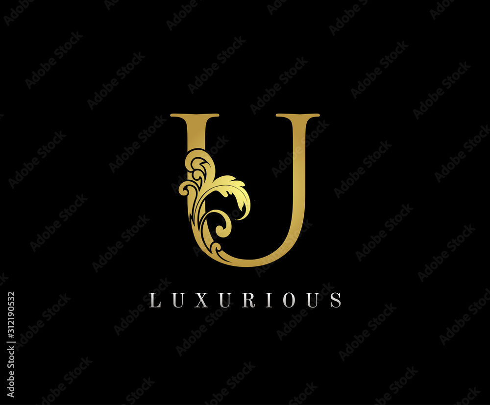 Golden U Luxury Logo Icon, Elegant U Letter Logo Design. Golden U Luxury Logo Icon, Elegant U Letter Logo Design.