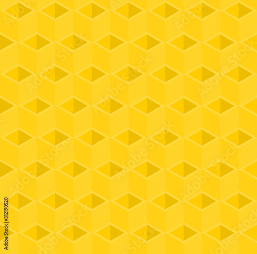 Yellow 3d pipes vector background. Rhombus and triangle repeat pattern background.