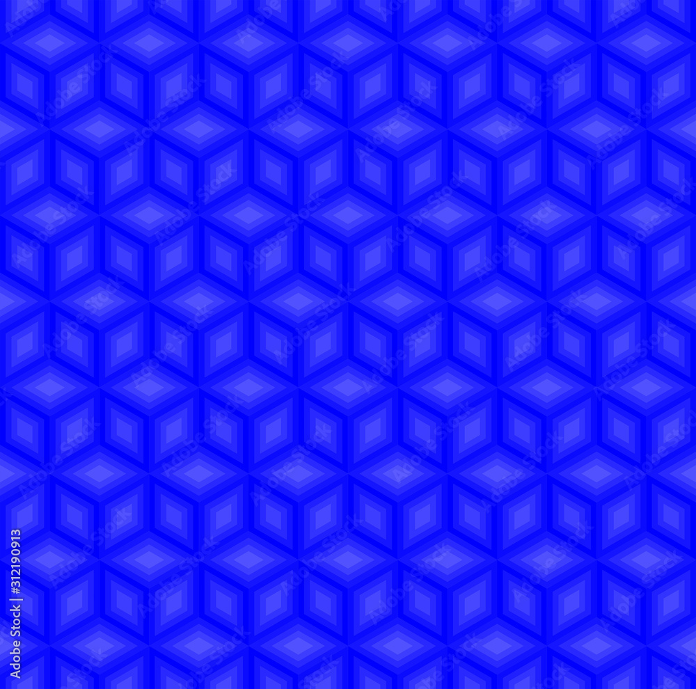 Blue 3d square cubes vector background. Rhombus and hexagon repeat pattern background. Blue 3d square cubes vector background. Rhombus and hexagon repeat pattern background.