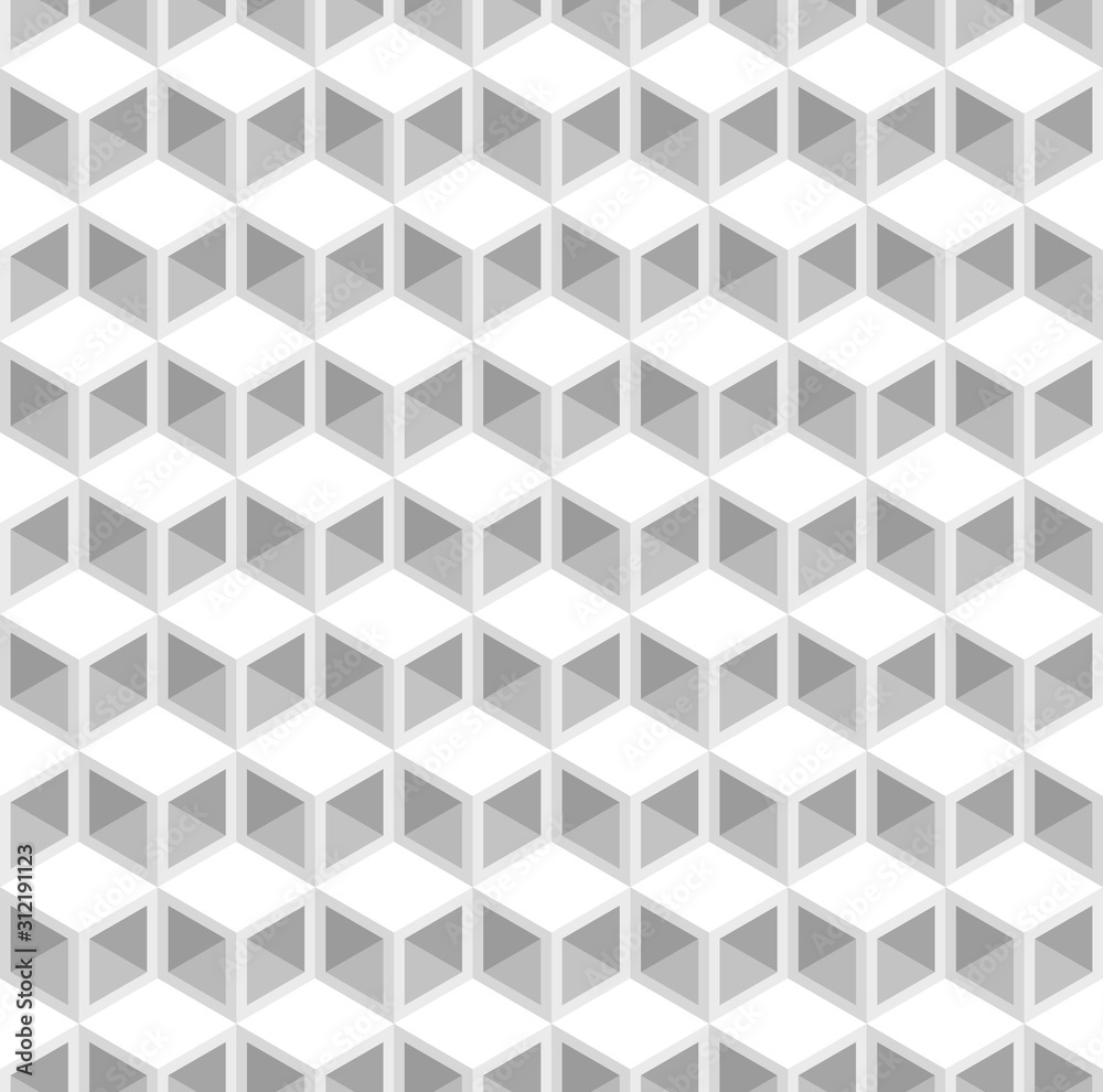 White 3d square boxes or cubes vector background. Rhombus, triangle and hexagon repeat pattern background. White 3d square boxes or cubes vector background. Rhombus, triangle and hexagon repeat pattern background.