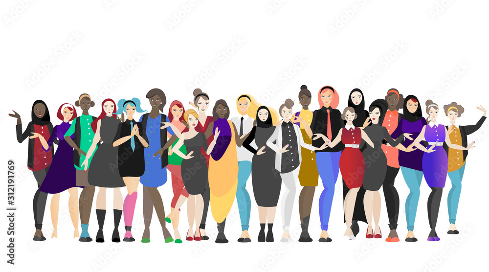 Fototapeta premium Different women. Various international females form around the world.
