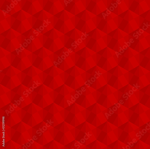 Red 3d hexagon or zigzag vector background. Rectangle and triangle repeat pattern background.