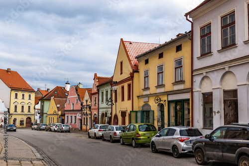 Street in the old town of Trebon, Czech Republic.