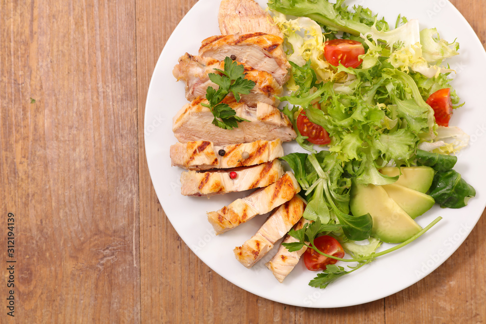 fried chicken breast with salad fried chicken breast with salad