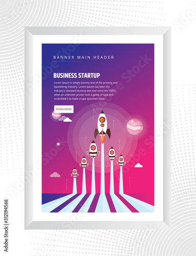 Space rocket launch poster. Vector illustration