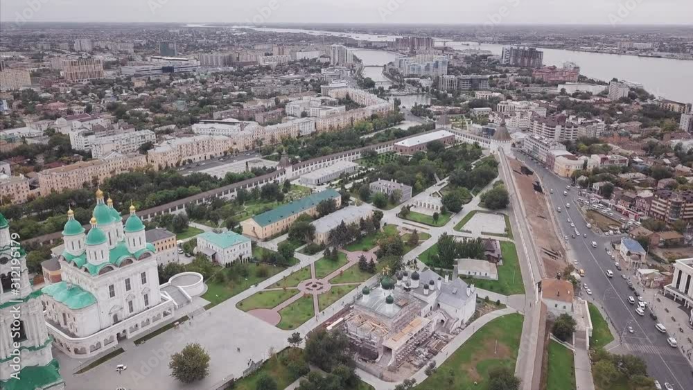 Aerial view of the city of Astrakhan and its Kremlin, Russia Aerial view of the city of Astrakhan and its Kremlin, Russia