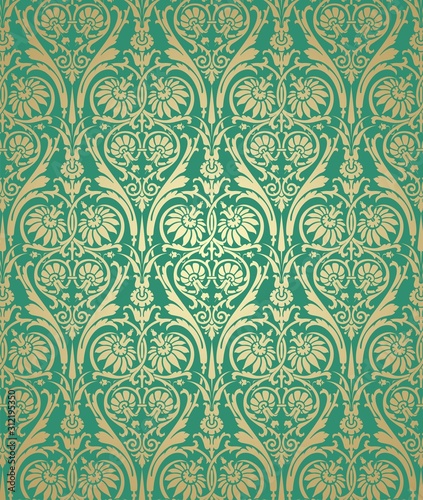 Paisley floral pattern , textile swatch , India 