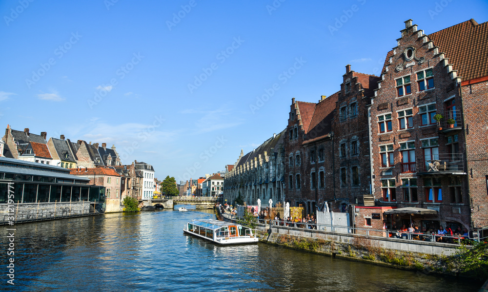 Panorama view of Ghent cityscape