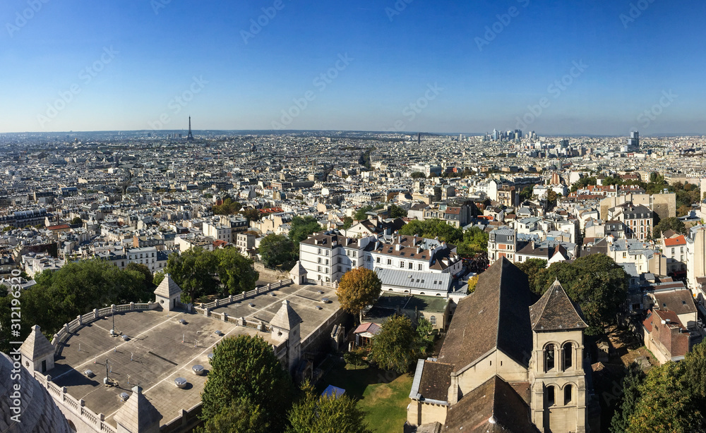 Aerial view of Paris with its typical buildings