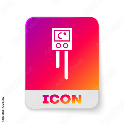 White Temperature and humidity sensor icon isolated on white background. Rectangle color button. Vector Illustration